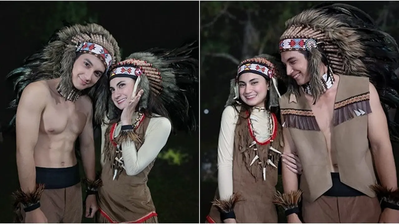 7 Potret Junior Roberts dan Raisya Bawazier Pakai Kostum Indian