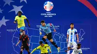 Copa America - Bintang-Bintang Copa America 2024 dengan Background Peta Amerika (Bola.com/Adreanus Titus)