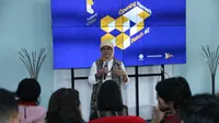 Kepala Badan Perencanaan dan Pengembangan (Barenbang) Kemnaker, Tri Retno Isnaningsih saat membuka Inkubasi Bisnis Talent Cube Batch-2 di Innovation Room Kemnaker, Jakarta.