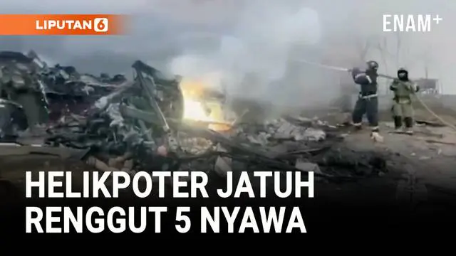 Tragis, Helikopter Militer Rusia Jatuh di Tepi Laut Kaspia
