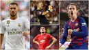 Berikut ini formasi Starting XI Termahal pada Bursa Transfer Musim Panas 2019. Diantaranya, Antoine Griezmann, Joao Felix, Nicolas Pepe. (Kolase Foto AFP)