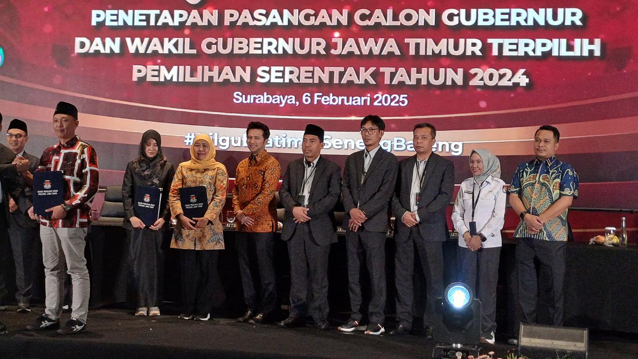 Tok! KPU Tetapkan Khofifah-Emil Sebagai Gubernur dan Wagub Terpilih Jatim