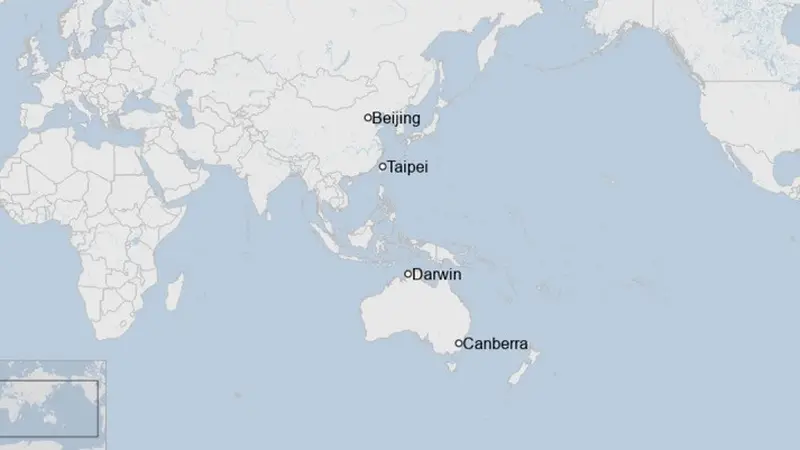 Letak geografis Kota Darwin, Australia.