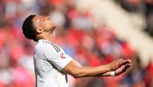 Ekspresi Kylian Mbappe di laga Real Mallorca vs Real Madrid. (AP Photo/Jose Breton)