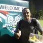 Legenda Timnas Indonesia Garuda 1, Aji Ridwan Mas, ikut meramaikan perayaan hari jadi PSSI yang ke-88 di Lapangan A Senayan, Rabu (18/4/2018) malam hingga Kamis (19/4/2018) dini hari. (Bola.com/Benediktus Gerendo Pradigdo)