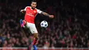 Theo Walcott akhirnya memilih berpisah dengan Arsenal setelah 12 tahun bermain untuk klub London Utara tersebut. Walcott dipinang Everton dengan mahar sebesar 20 juta pound sterling. (AFP/Ben Stansall)