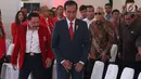 Presiden Joko Widodo (Jokowi) menghadiri penutupan kongres luar biasa Partai Keadilan dan Persatuan Indonesia (PKPI) di Jakarta, Senin (14/5). Kongres itu menetapkan Diaz Faisal Malik Hendropriyono sebagai ketua umum baru PKPI. (Liputan6.com/Angga Yuniar)