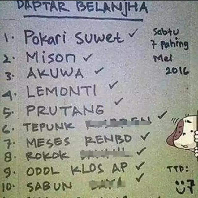 6 Potret Catatan Daftar Belanja Ini Bikin Dahi Berkerut, Penulisannya Nyeleneh