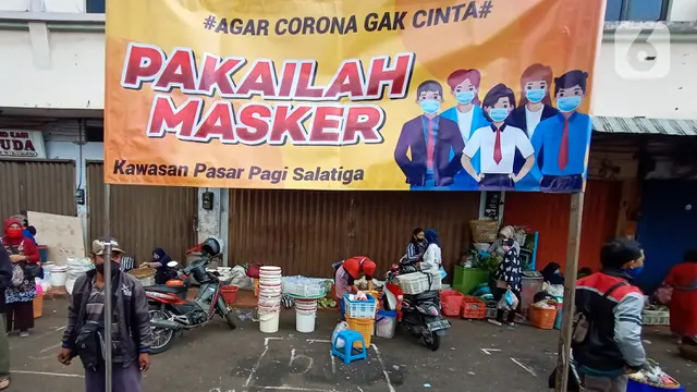 FOTO: Penerapan Physical Distancing di Pasar Pagi Salatiga