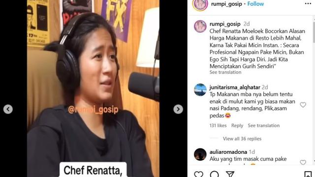 Chef Renatta Ungkap Alasan Harga Makanan di Restoran Lebih Mahal, Bukan Hanya karena Pajak