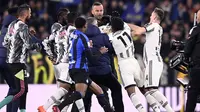 Duel Juventus vs Inter Milan Coppa Italia 2022/2023 pada babak semifinal leg pertama Coppa Italia 2022/2023 di Allianz Stadium, Rabu (5/4/2023) dini hari WIB. (La Presse via AP/Fabio Ferrari)