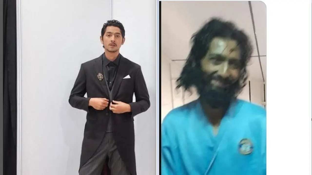 Arya Saloka tampil dengan rambut gondrong dan brewok palsu (Foto: Instagram @arya.saloka/ Twitter bossnyaoggy)