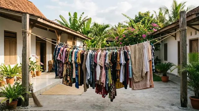 Memaksakan Terlalu Banyak Pakaian dalam Satu Jemuran