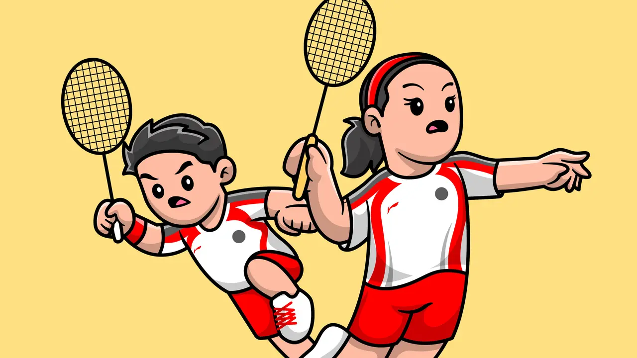 Ilustrasi permainan bulu tangkis