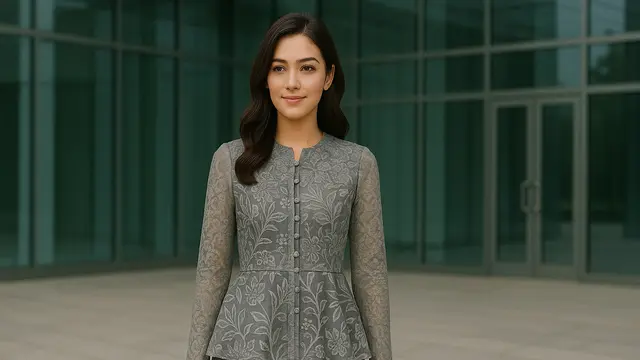 Model Dress Batik Kombinasi Brokat Lengan Panjang