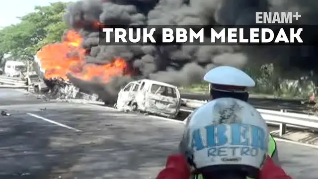 Truk bermuatan BBM meledak di jalan tol Sidoarjo, Jawa Timur. 1 orang tewas saat kejadian