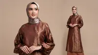 8 Model Gamis Brokat Kombinasi Satin Lengan Balon untuk Pesta, Mewah dan Elegan di 2025