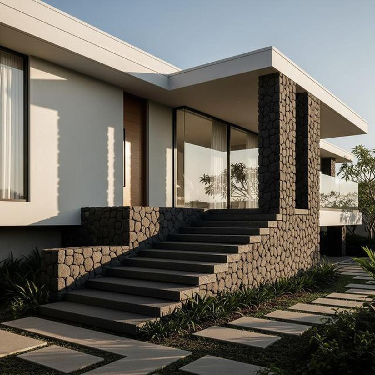 7 Model Rumah Minimalis dengan Tangga Depan Batu Alam, Hadirkan Kesan Mewah dan Elegan