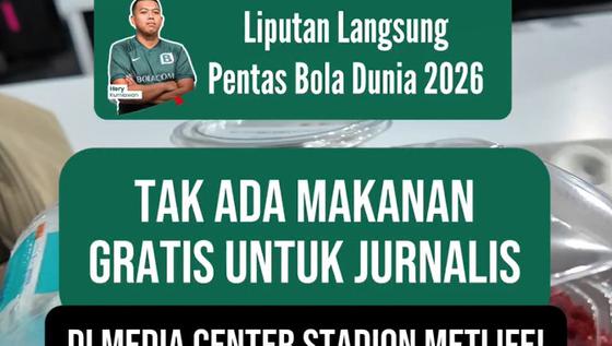 Tak ada makanan gratis untuk jurnalis di Media Center Stadion MetLife, New Jersey, AS