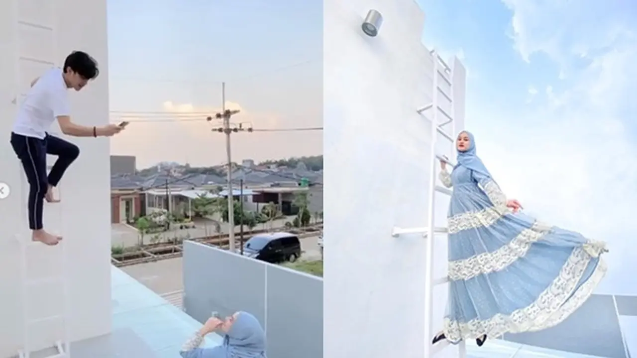 6 Momen Dinda Hauw Difoto Rey Mbayang di Atap Rumah, Hasilnya Keren