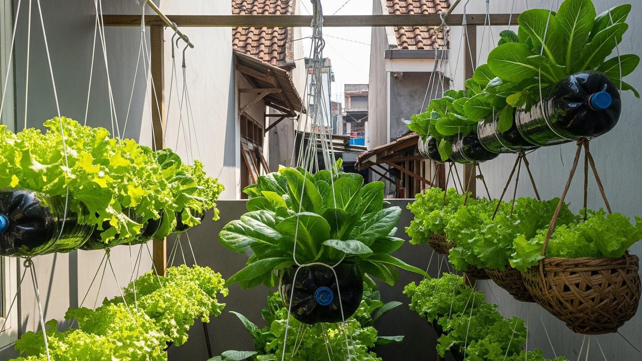 Cara Membuat Kebun Selada Gantung