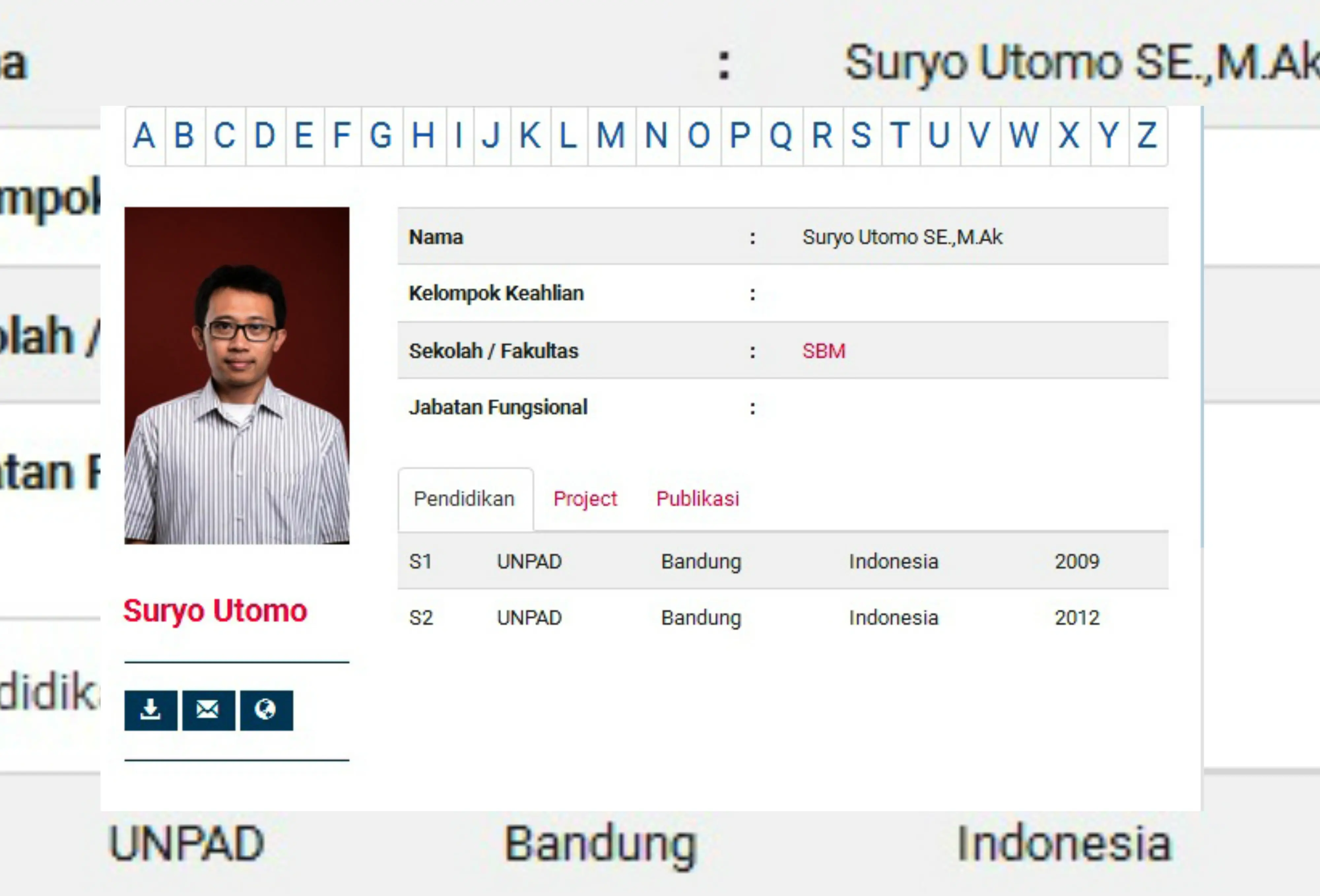 Suryo Utomo, Dosen ITB yang dilaporkan hilang, ditemukan sudah tidak bernyawa di Waduk Cirata, Cianjur, Jawa Barat. (Foto: Screenshot dari itb.ac.id)