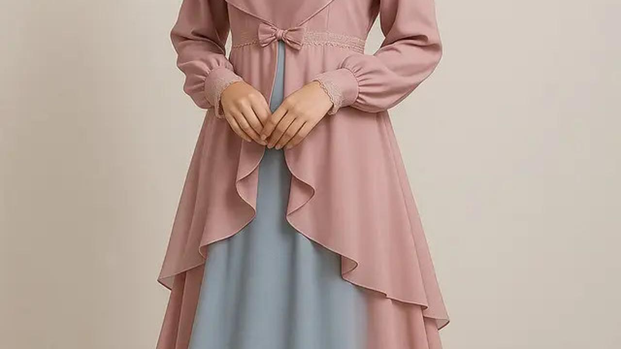 7 Model Gamis Polos Kombinasi 2 Warna, Tonjolkan Kesan Sopan dan Menawan