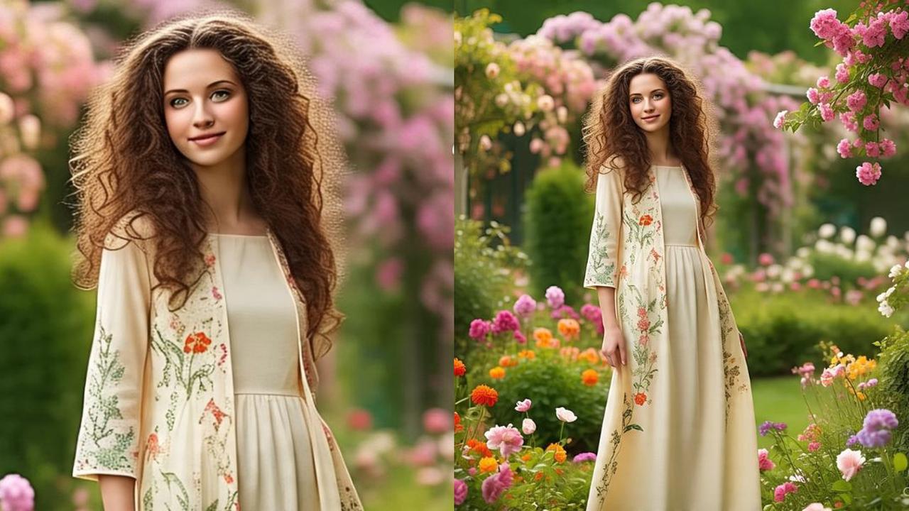 Ilustrasi Model Gamis dengan Outer Motif Bunga