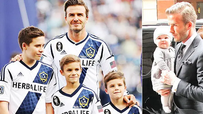 David Beckham dan anak-anaknya (c) AP & Splash