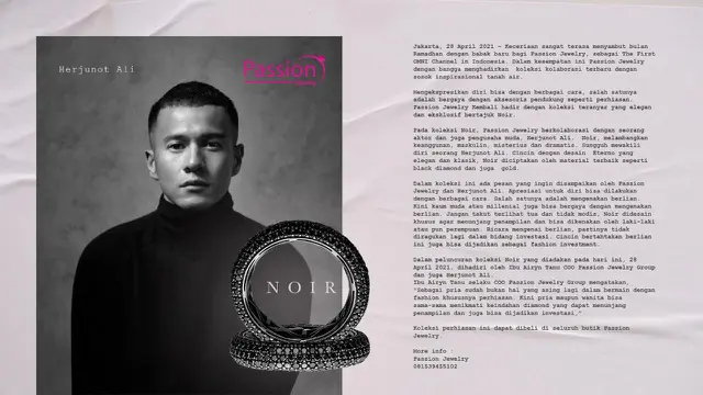 Herjunot Ali luncurkan cincin berlian Noir (dok.Passion Jewelry)