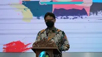 Menteri Kesehatan RI Budi Gunadi Sadikin membuka acara peringatan Hari Gizi Nasional (HGN) ke-61 di Aula Siwabessy, Gedung Kementerian Kesehatan Jakarta pada 25 Januari 2021. (Dok Kementerian Kesehatan RI)