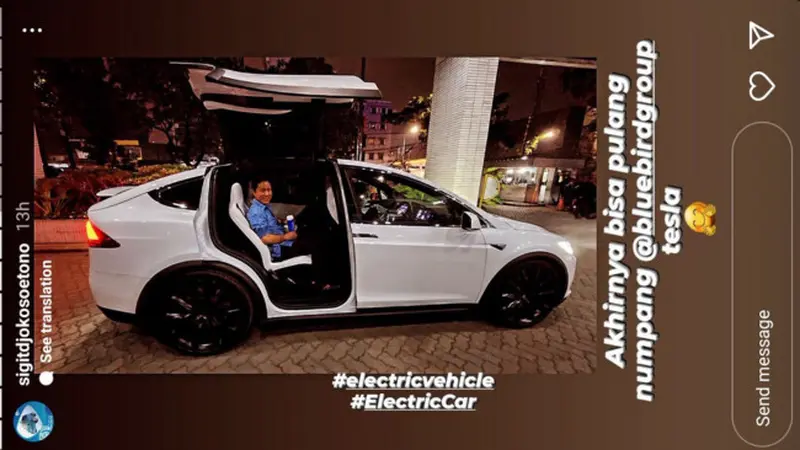 Nyamar Seharian Jadi Sopir Taksi, Bos Blue Bird Pulang Naik Tesla