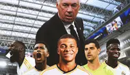 Real Madrid - Ilustrasi Pemain Real Madrid dengan Kylian Mbappe (Bola.com/Adreanus Titus)