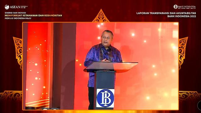 Gubernur Bank Indonesia Perry Warjiyo, dalam peluncuran Laporan Transparansi dan Akuntabilitas Bank Indonesia (LTABI) 2022, Senin (30/1/2023).