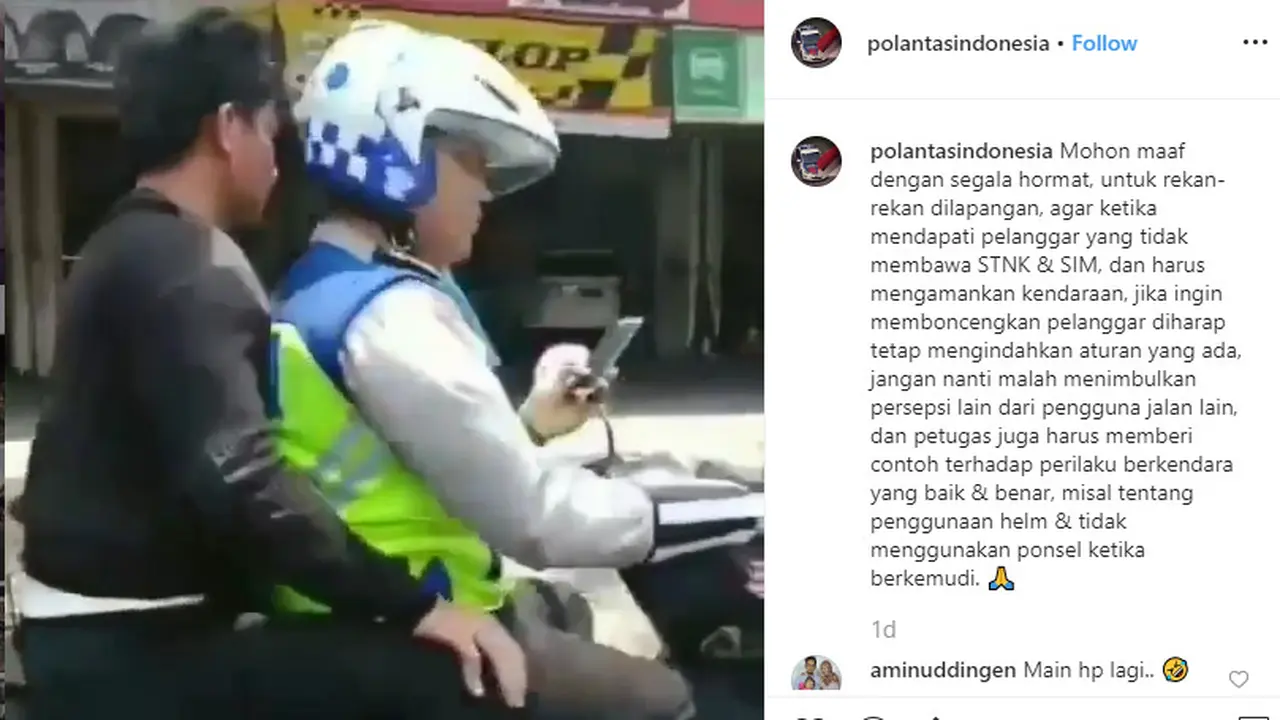akun instagram @polantasindonesia menghimbau seluruh jajarannya untuk selalu menaati peraturan yang berlaku.