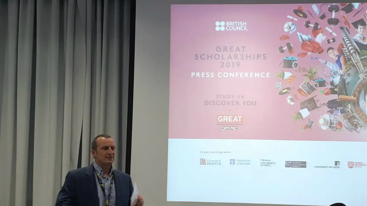Deputi Direktur British Council Indonesia Ian Robinson saat meresmikan pembukaan GREAT Scholarships 2019-Indonesia (22/11) (Rizki Akbar Hasan / Liputan6.com)