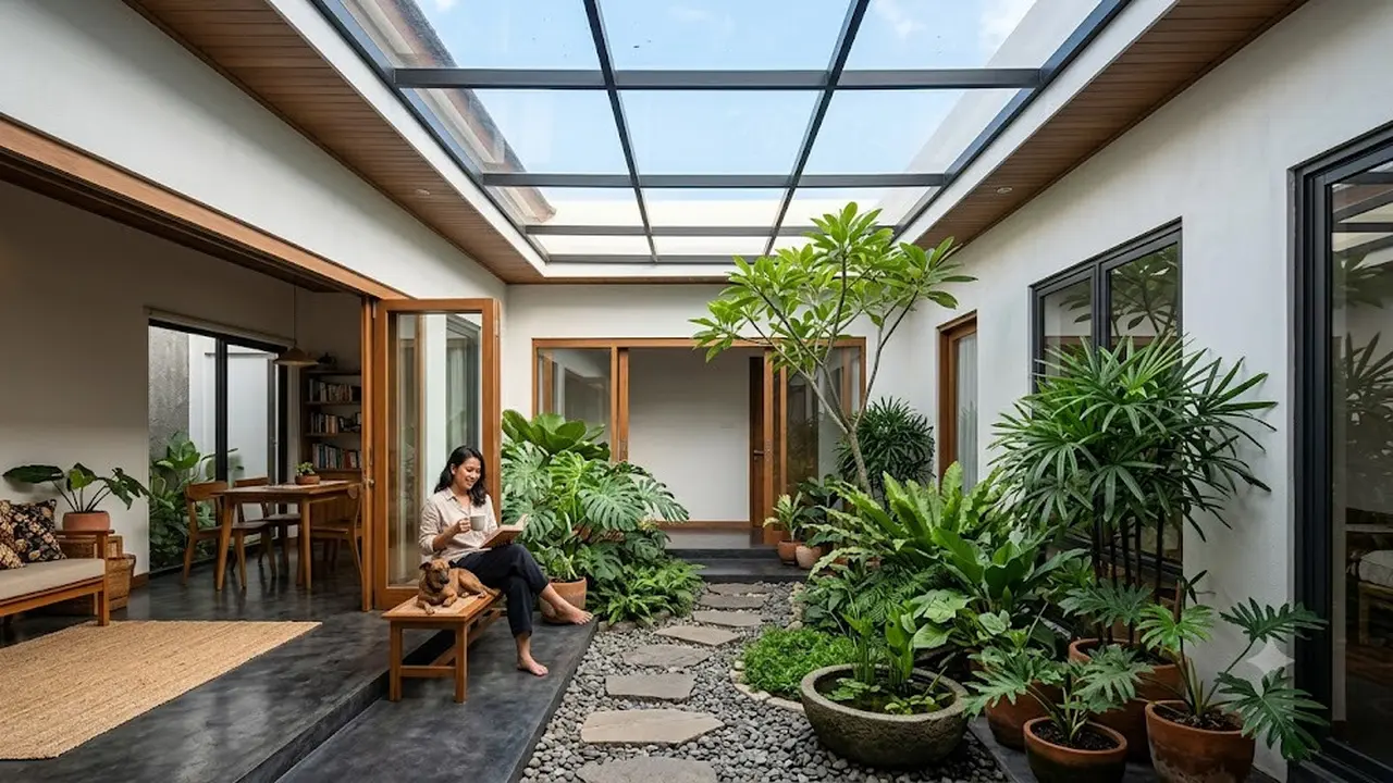 6 Model Courtyard dengan Skylight, Rumah Lebih Terang dan Terasa Lapang