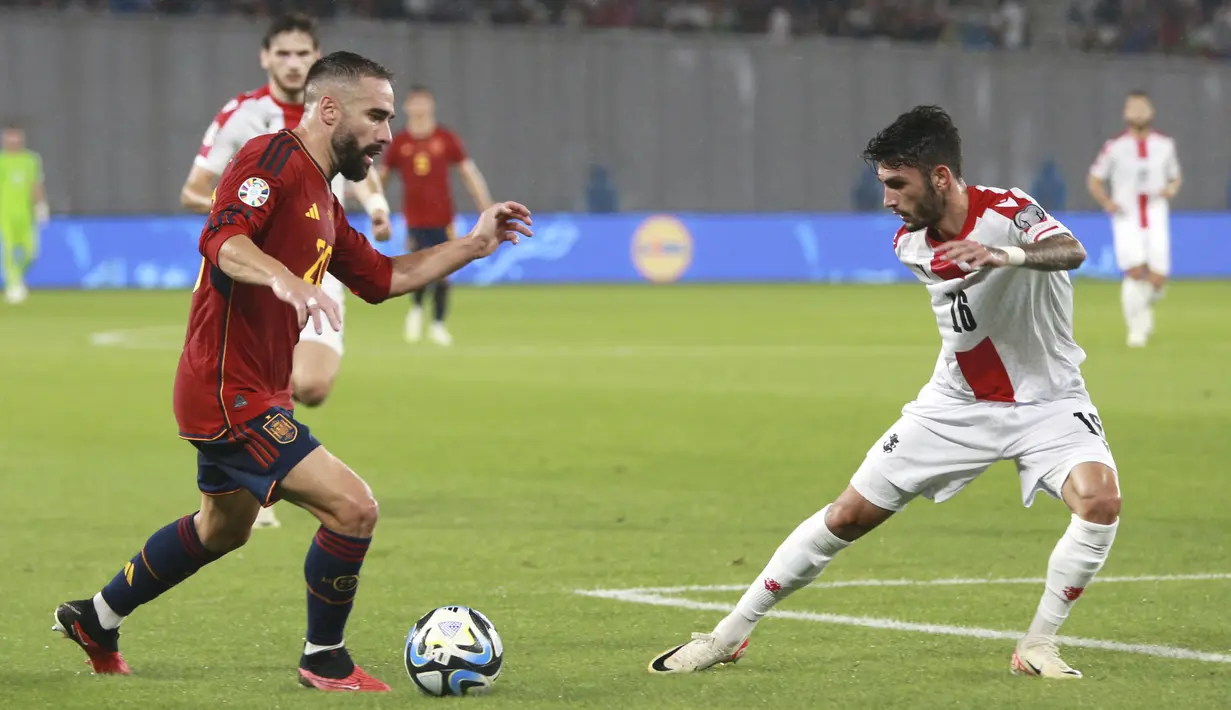 Spanyol sukses menghajar tuan rumah Georgia dengan skor 7-1. (AP Photo/Zurab Tsertsvadze)