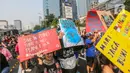 Pawai tersebut dimulai dengan long march dari titik kumpul stasiun MRT Bendungan Hilir sampai Bundaran HI dengan jarak kurang lebih 3,5 kilometer. (Liputan6.com/Faizal Fanani)