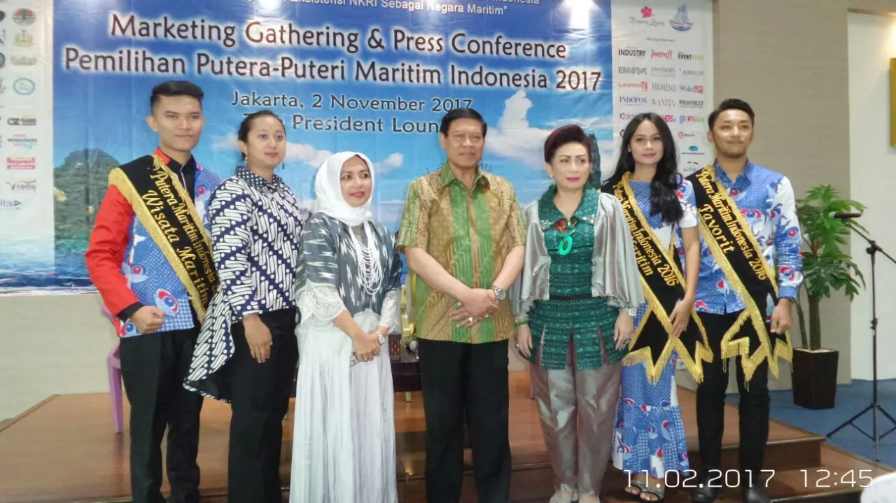Presconference ajang Putera-Puteri Maritim Indonesia 2017 di kawasan Karet, Jakarta, Kamis (2/11/2017)
