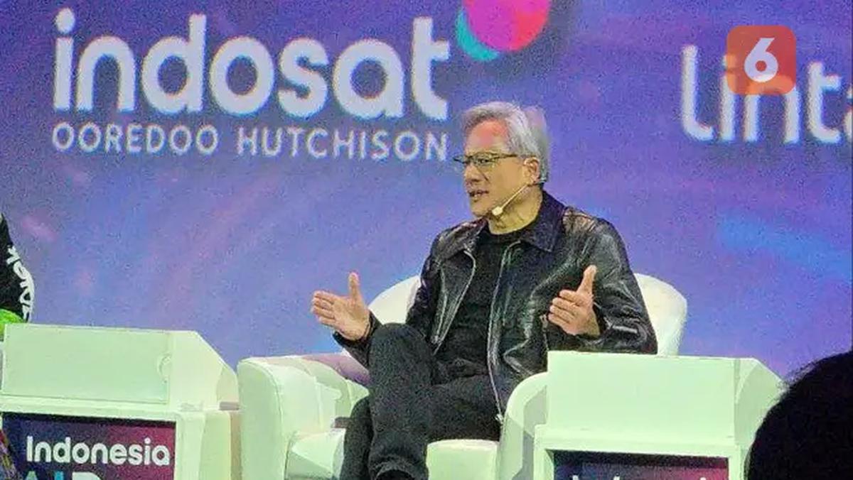 CEO NVIDIA Jensen Huang di acara Indonesia AI Day 2024. Liputan6.com/Agustin Setyo Wardani