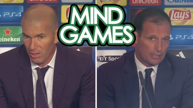 Berita video Mind Games kali ini menampilkan komentar dari Pelatih Real Madrid, Zinedine Zidane, dan pelatih Juventus, Massimiliano Allegri.