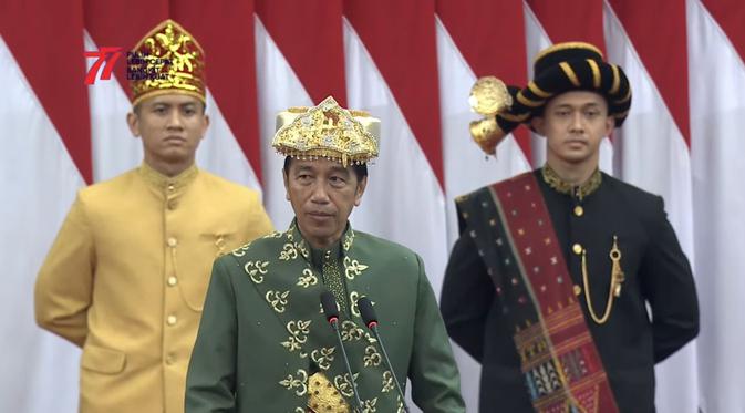 <p>Presiden Joko Widodo (Jokowi) pada Sidang Tahunan MPR-RI dan Sidang bersama DPR RI dan DPD RI tahun 2022, Selasa (16/8/2022).</p>