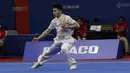 Atlet wushu Indonesia, Edgar Xavier, beraksi pada SEA Games 2019 cabang wushu nomor Taoulu Chanquan di World Trade Center, Manila, Minggu (1/12). Mendapat nilai 9,59, dirinya gagal meraih medali. (Bola.com/M Iqbal Ichsan)