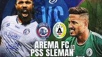 BRI Liga 1 - Duel Pemain - Arema FC Vs PSS Sleman - Carlos Fortes Vs Wander Luiz (Bola.com/Lamya Dinata/Adreanus Titus)