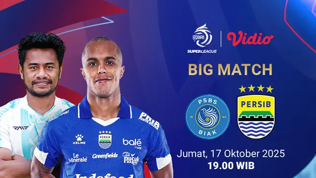 Saksikan siaran langsung BRI Super League PSBS Biak vs Persib eksklusif di Vidio. (dok. vidio.com)