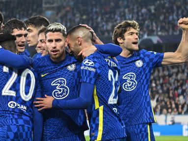 Juara bertahan Chelsea tercatat telah tampil sebanyak 10 kali di babak 16 besar Liga Champions. The Blues juga berhasil mencetak 38 gol sejauh ini. Jumlah tersebut masih bisa bertambah saat menjamu Lille pada 23 Februari 2022 nanti. (AFP/Jonathan Nackstrand)