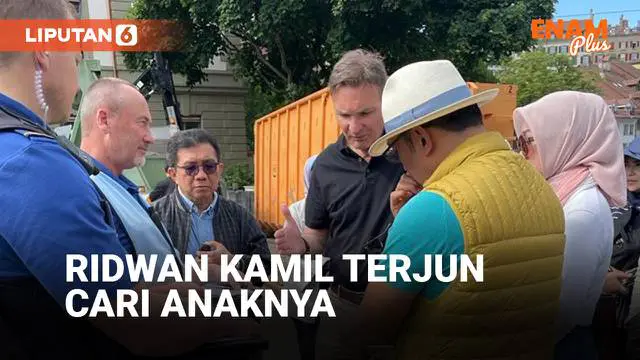 Gubernur Jawa Barat Ridwan Kamil dan istrinya ikut memantau proses pencarian Emmeril Kahn Mumtadz yang hilang di sungai Aare Swiss sejak Kamis lalu.