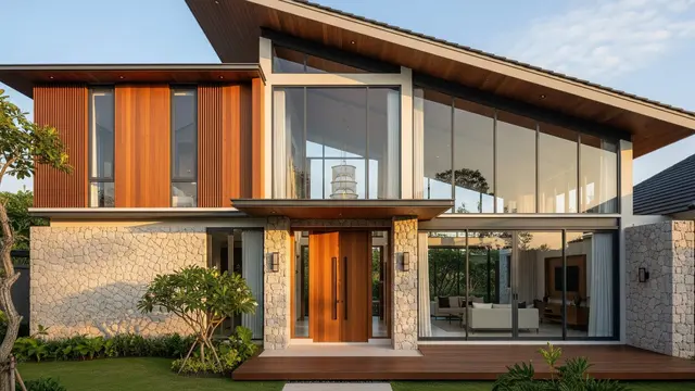 Model Rumah Sederhana dengan Atap Miring ke Belakang
