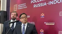 Komite Rusia Kamar Dagang dan Industri (Kadin) Indonesia, Didit Ratam, dalam acara "Rusia-Indonesia Business Forum" 2025 di Jakarta, Senin (14/4/2025). (Liputan6.com/Benedikta Miranti)